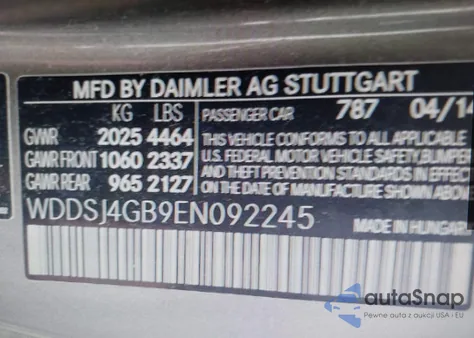 2014 Mercedes-Benz Cla 250 4Matic из США, поврежденный, VIN WDDSJ4GB9EN092245